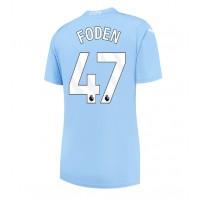 Camisa de Futebol Manchester City Phil Foden #47 Equipamento Principal Mulheres 2023-24 Manga Curta